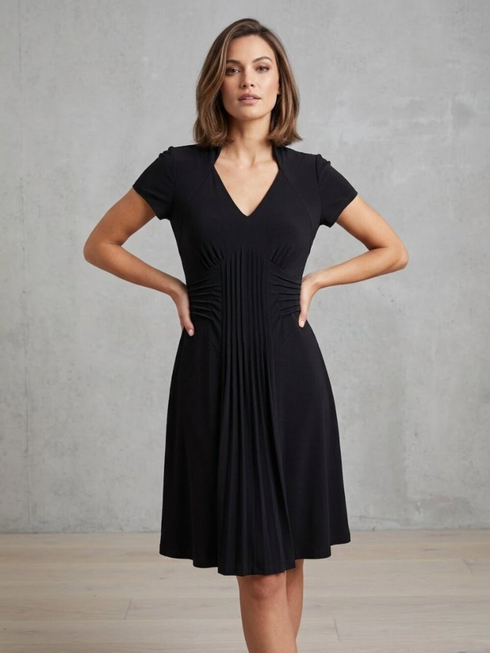 Catherine Malandrino Black Dress V-Neck short Sleeves size M (Medium)